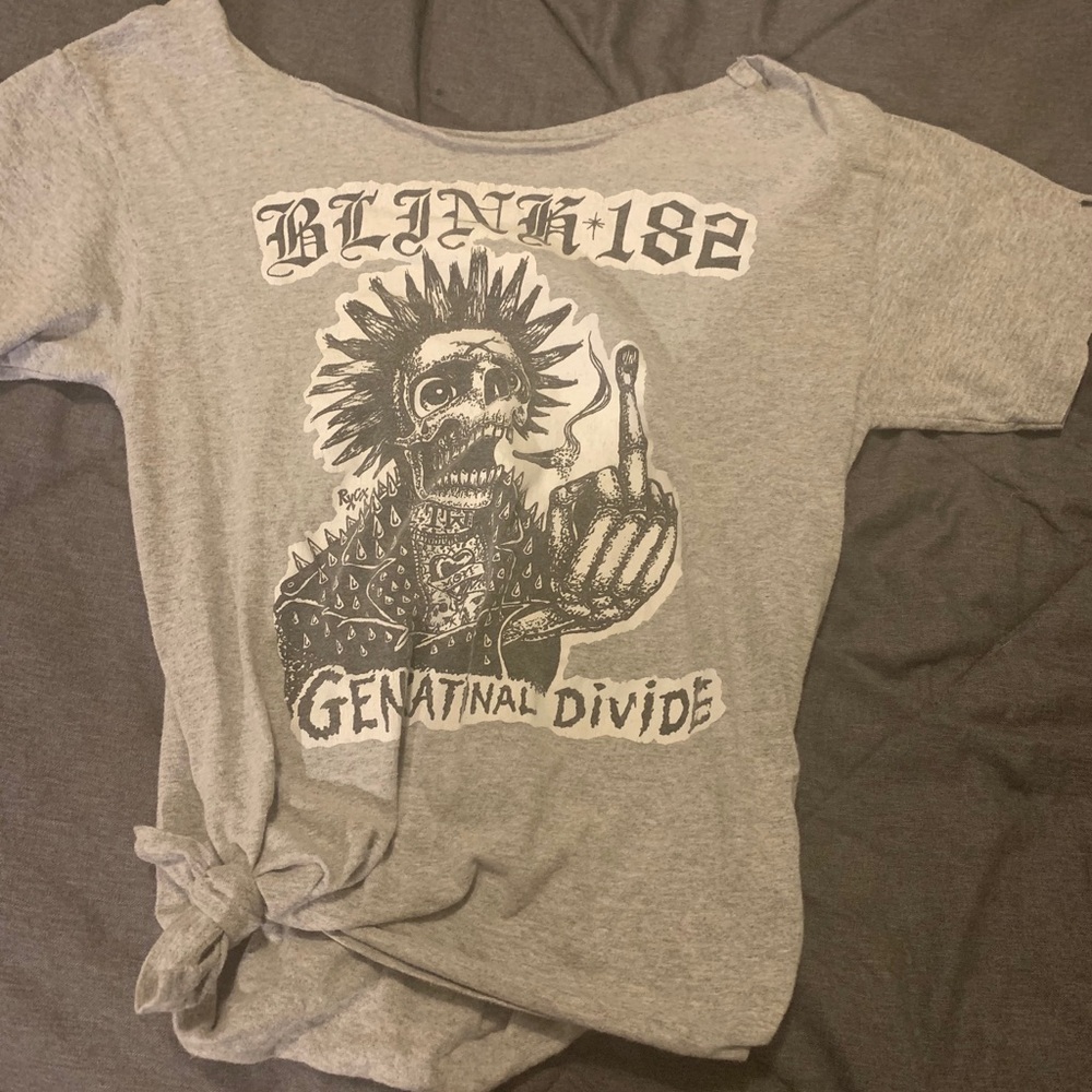 Blink 182 off the shoulder crop top t-shirt